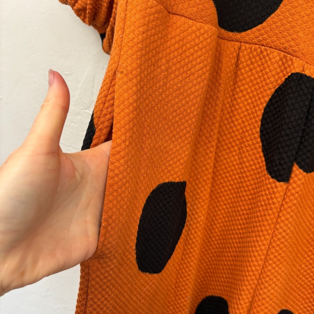 Farm Rio Anthropologie Polka Dot Wide Leg Jumpsuit Medium Orange Black New FLAW - Picture 7 of 16